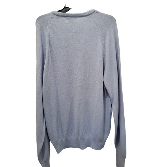 Vintage Christian Dior Light Blue Made in USA 100% Orlon Acrylic Sweater XL - Picture 2 of 5